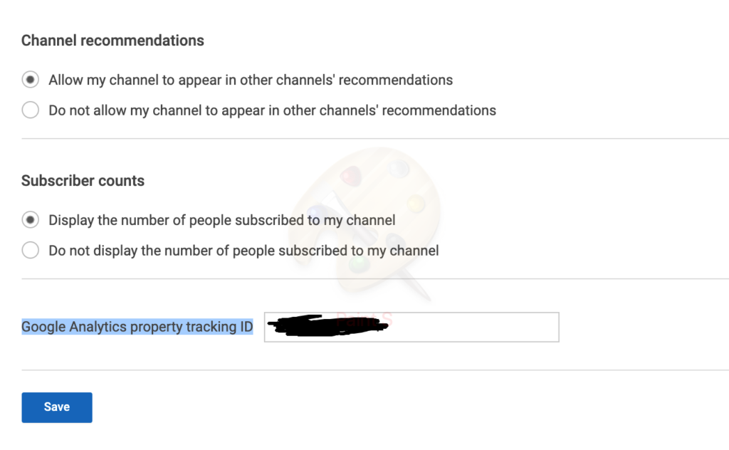 Google analytics tracking code to the youtube channel